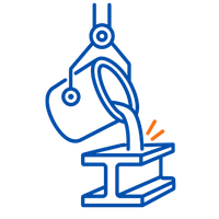 <strong>Fonderie / Aciérie</strong><br>Pièces de fonderie, structures acier